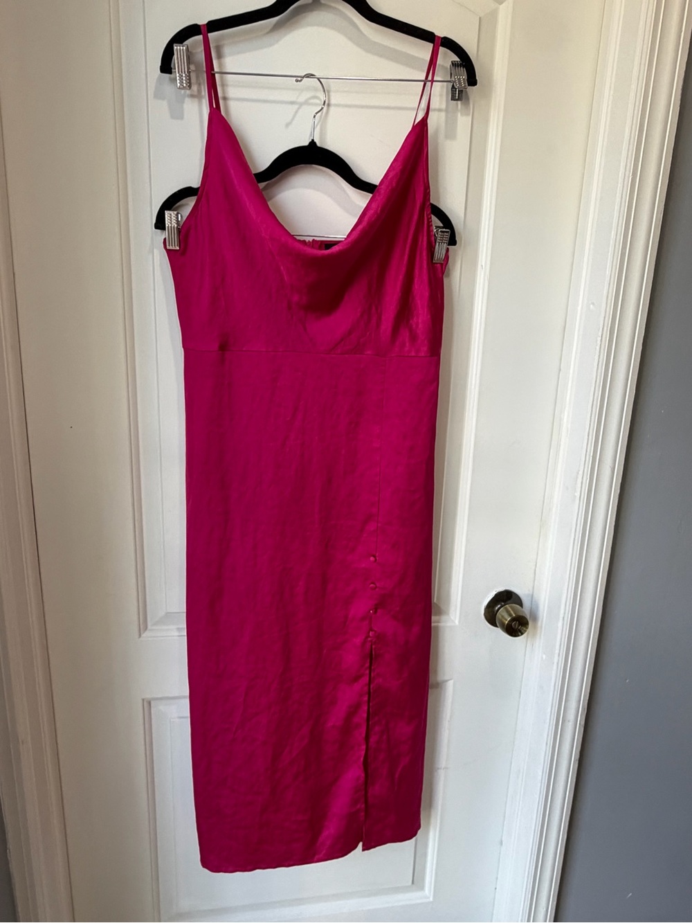 Missguided+ Fuchsia Slip Midi Dress with Cowl Neck